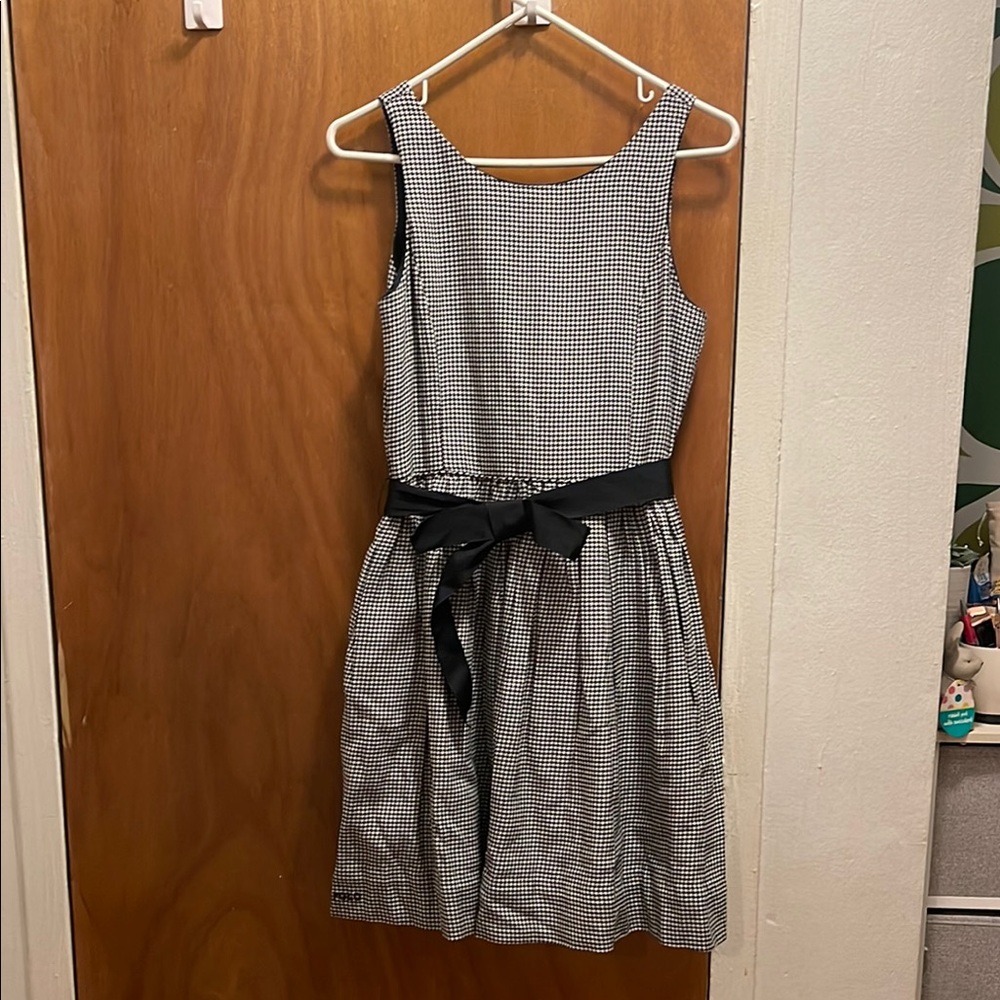 Black and White Checkered Dress with Bow